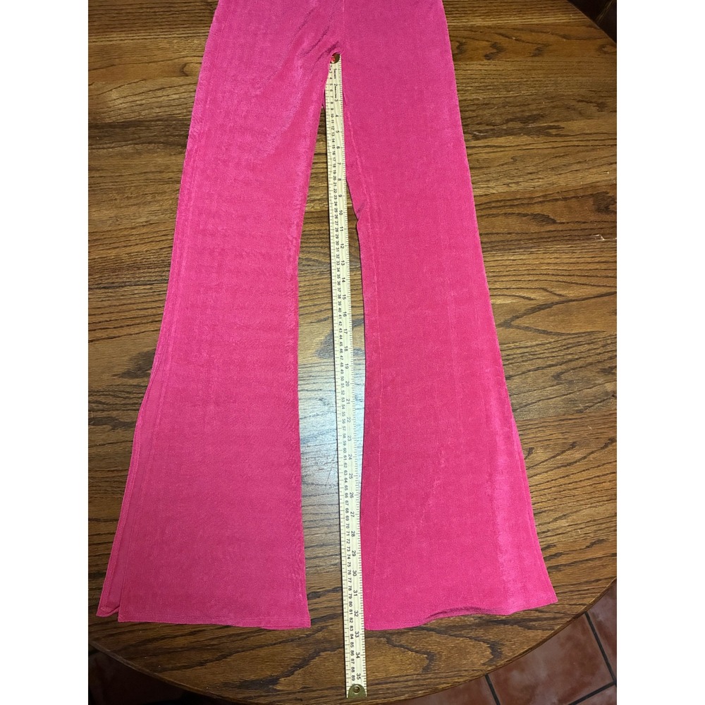 Lucy in the Sky Hot Pink High Waisted Flare Bell Bottom Pants Side Slit Small - Picture 2 of 8